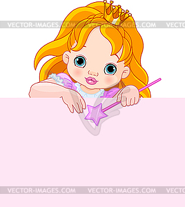 Маленькая принцесса над пустой знак - клипарт в векторном виде