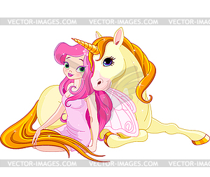 Fairy and Unicorn - vector image