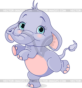 Dancing baby elephant - vector image