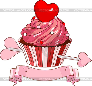 Valentine cupcake - vector clip art