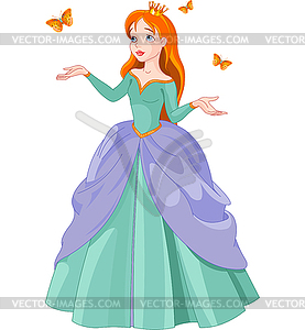 Princess and butterflies - vector image