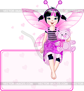 Little cute fairy place card - vector clipart