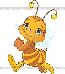 Running cute bee - vector image
