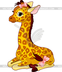 Giraffe Calf with bow - vector clipart