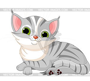 Cute gray cat - vector clipart