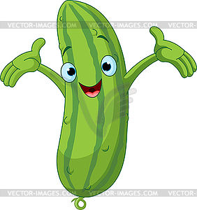 Cucumber Presenting Something - vector image