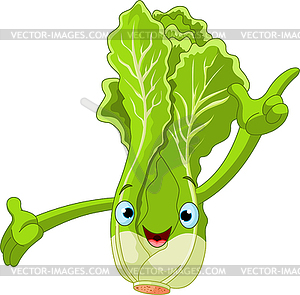 Lettuce Character Presenting Something - vector image