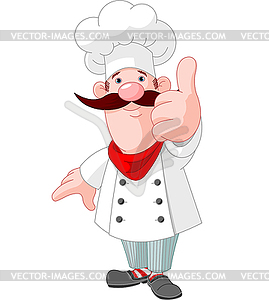 Chef cook giving thumbs up - color vector clipart