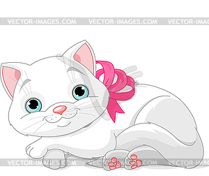 Cute white cat - vector clip art