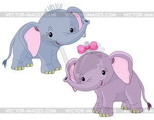 Two Babies elephants - vector image