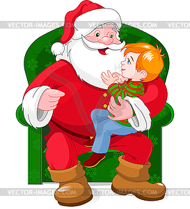 Santa and Child - vector clipart