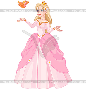Princess and bird - vector clip art
