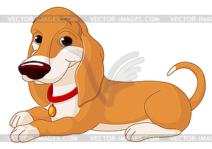 Cute lying dog - vector image
