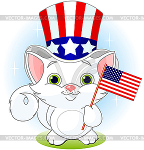 Fourth of July kitten - vector image