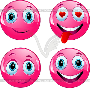 Pink smiley ball - vector image