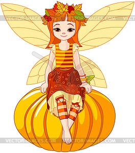 Autumn fairy girl - vector clipart