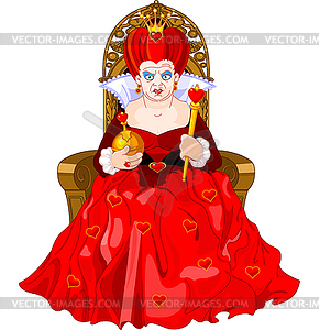 Angry Queen on throne - vector clip art