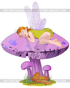 Sleeping elf - vector clipart