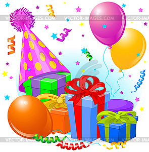 Birthday gifts and decoration - vector image