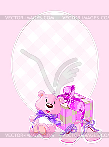 Baby girl arrival card - vector clip art
