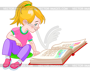 Book girl - vector clip art