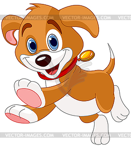 Running funny puppy - vector image