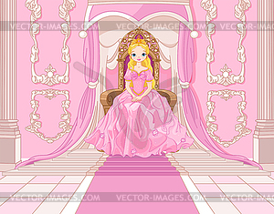 Princess on throne - vector clipart