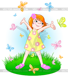 Summer girl - vector clip art