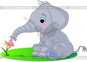 Cute baby elephant - vector image