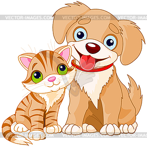 Dog and cat - vector image