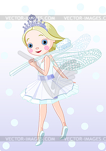 Tooth fairy with toothbrush - vector image