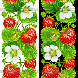 Strawberry seamless vertical pattern - vector clipart