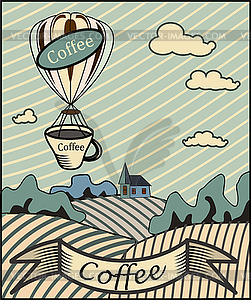 Retro banner with a cup of coffee  - vector image