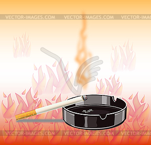 Banner cigarette - danger of fire - vector image