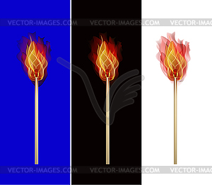 Огонь, горящая спичка, вектор - иллюстрация в векторном формате