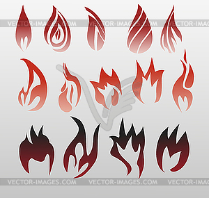 Icons vector flames, fire - vector clip art