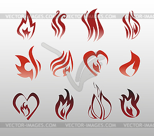 Icons vector flames, fire - vector image