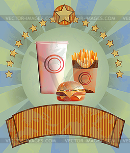 Grunge Крышка для меню быстрого питания - векторное изображение