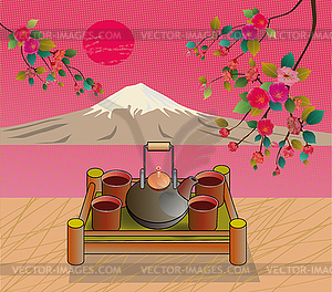 Sakura . Tea ceremony.Menu - vector image