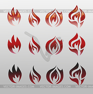 Icons vector flames, fire - vector clipart