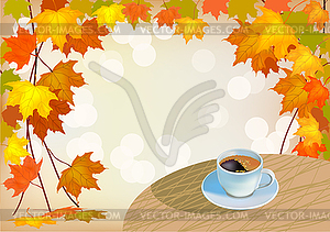 Banner autumn drink a cup of coffee - vector clip art