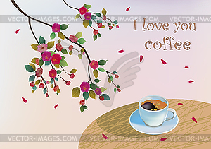 Banner cup of coffee in the morning in spring - stock vector clipart