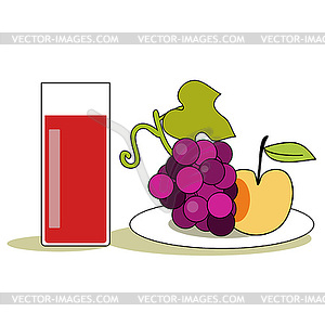 Fruits and juice - vector image