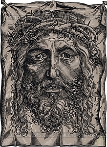 Thorn-crowned head of Christ - vector image