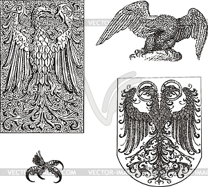 Set of heraldic eagles - vector clipart