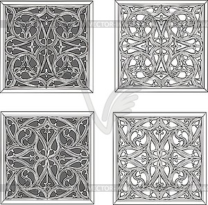 Set of square ornamental patterns - vector image