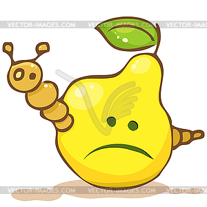 Vector. Funny worm in the pear - vector clipart