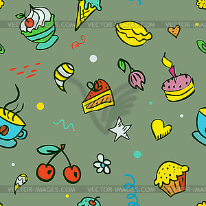 Seamless background with sweets - vector clipart