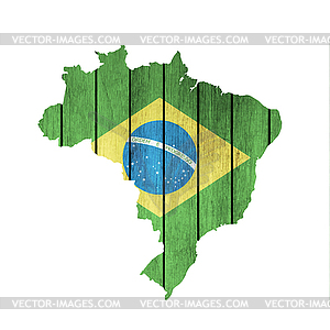 Brazilian Map With Wooden Flag - vector clipart / vector image