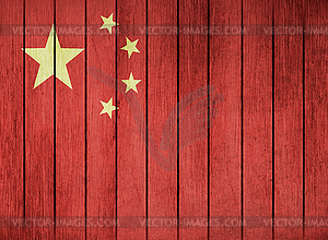 Wooden Flag Of China - vector clipart